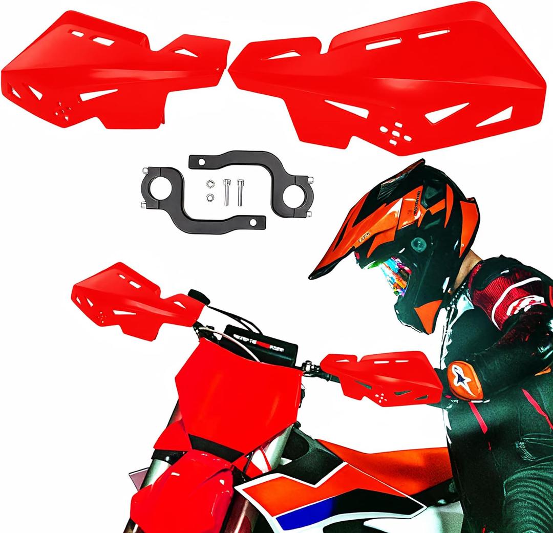 Universal 7/8" 22mm and 1 1/8" 28mm Handle Bar Hand Guards Nylon Bracket for Dirt Bike Motocross ATV for SX SXF EXC XCW-Red
