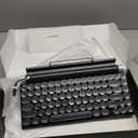 Retro Typewriter Mechanical Keyboard, Wireless Bluetooth 5.0 LED Backlit Office Computer Keyboards with 83-Key Clicky Blue Switches, Vintage Design for PC/Laptop/Mac/Pad/Phone/Gaming, Black