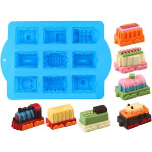 XMOX Large 9.6 Inch 3D Choo Choo Train Chocolate Mold Car Silicone Mold Candle Wax Soap Epoxy Resin Clay Mould Cake Molds DIY Handmade Hand Crafts