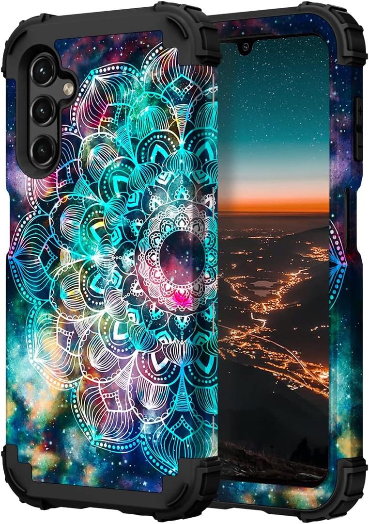 Hocase for Galaxy A16 5G Case, Heavy Duty Shockproof Protection Soft Silicone Rubber Bumper+Hard Plastic Hybrid Protective Case for Samsung Galaxy A16 5G (6.7") 2025 - Mandala in Galaxy