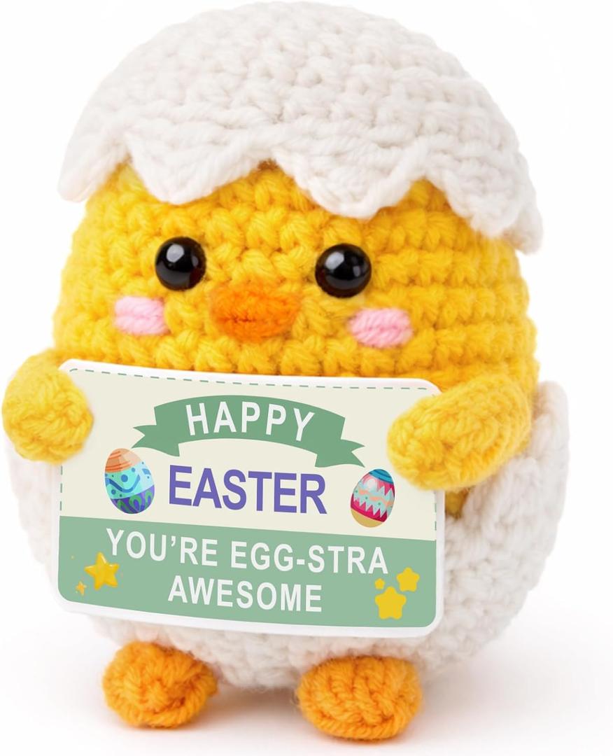 Easter Basket Stuffers for Teens Kids, Easter Gifts Crochet Spring Egg & Chick Plush, Jesus Christian Non Candy Egg Fillers Toy for Boys & Girls 8-12, 6-8, Tweens 10-12 Year Old