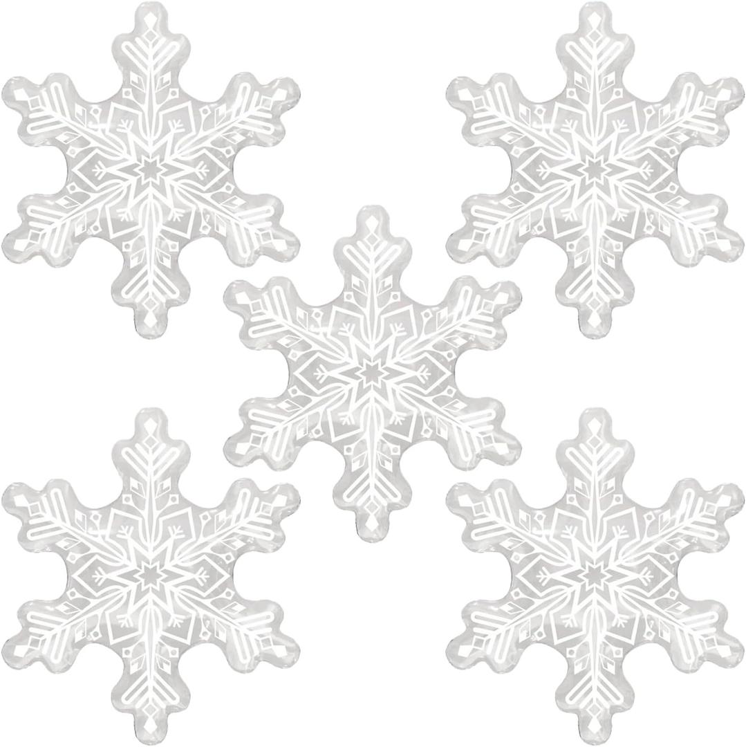 5Pcs 36inch Transparent Snowflake Balloons Christmas Clear Snowflake Foil Mylar Balloons for Winter Wonderland Ice Snow Themed Birthday Party Decorations (Style 1)