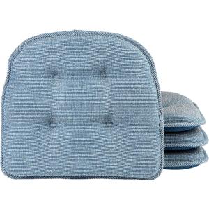 Klear Vu Omega Non-Slip Chair Cushions, Assembled in USA, U-Shaped Skid-Proof Seat Pads for Dining Room, Kitchen, Office, 15"x16", Slub Wedge, 4 Pack