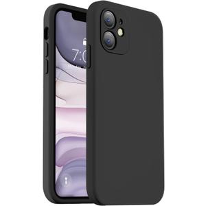 Vooii Compatible with iPhone 11 Case, Upgraded Liquid Silicone with [Flat Edges] [Camera Protection] [Soft Anti-Scratch Microfiber Lining] Phone Case for iPhone 11 6.1 inch - Black