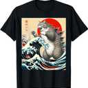 Catzilla Cat Japanese Art Funny Cat Gifts for Men Women Kid TShirt S
