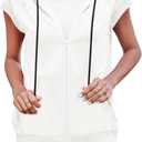 Fisoew Women's Sleeveless Zip Up Hoodies Casual Loose Fit Drawstring Sweatshirts Lightweight Jackets Vest with Pockets (XX-Large, White)