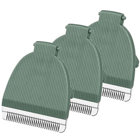 3 PACK Trimmer Blades for Meridian Hair Trimmer, Hygienic Ceramic Replacement Blades Compatible with Meridian Body Trimmer (Onyx & Sage), Green