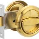 PATIKIL Round Recessed Door Lock, Stainless Steel 304 Hidden Recessed Cup Door Handle Furniture Pulls Latch Knob for Privacy Pocket Door Lockers, Gold