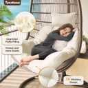 Outdoor Hanging Egg Chair Cushion Replacement, Thicken Egg Chair Cushion Waterproof Basket Eggs Chairs Cushion with Headrest Pillow, U-Shaped Cushions for Hanging Eggs Chairs Swing (Cream)