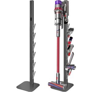 Haturi Vacuum Stand for Dyson Gen5 V15 V12 V11 V10 V8 V7 V6, Hidden Power Cord Design Standing Dock Holder, Metal Docking Station for Dyson Handheld Cordless Vacuum Cleaner & Accessory & Attachment (with Rectangular Base, Dark Grey)