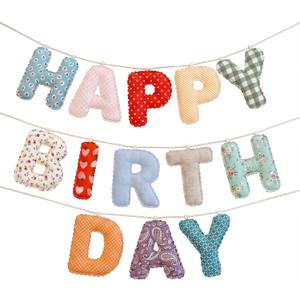 Mindsoft Pre-strung Happy Birthday Banner Vintage Floral Birthday Hanging Garland Decor Reusable Cotton Fabric Colorful Sign for Colorful Party Backdrop Photo Prop Decorations