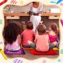 Tinideya 12 Pcs Kids Crayon Classroom Rugs Elementary Seating Mats 14x17''
