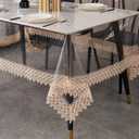 LIBERECOO Clear Plastic Table Cover Protector, Square Waterproof Oilproof Vinyl Tablecloth, 60 x 108 Inch Heavy Duty Wipeable Reusable Transparent Table Cloth for Dining & Party (Victorian Garden Lace Trim)