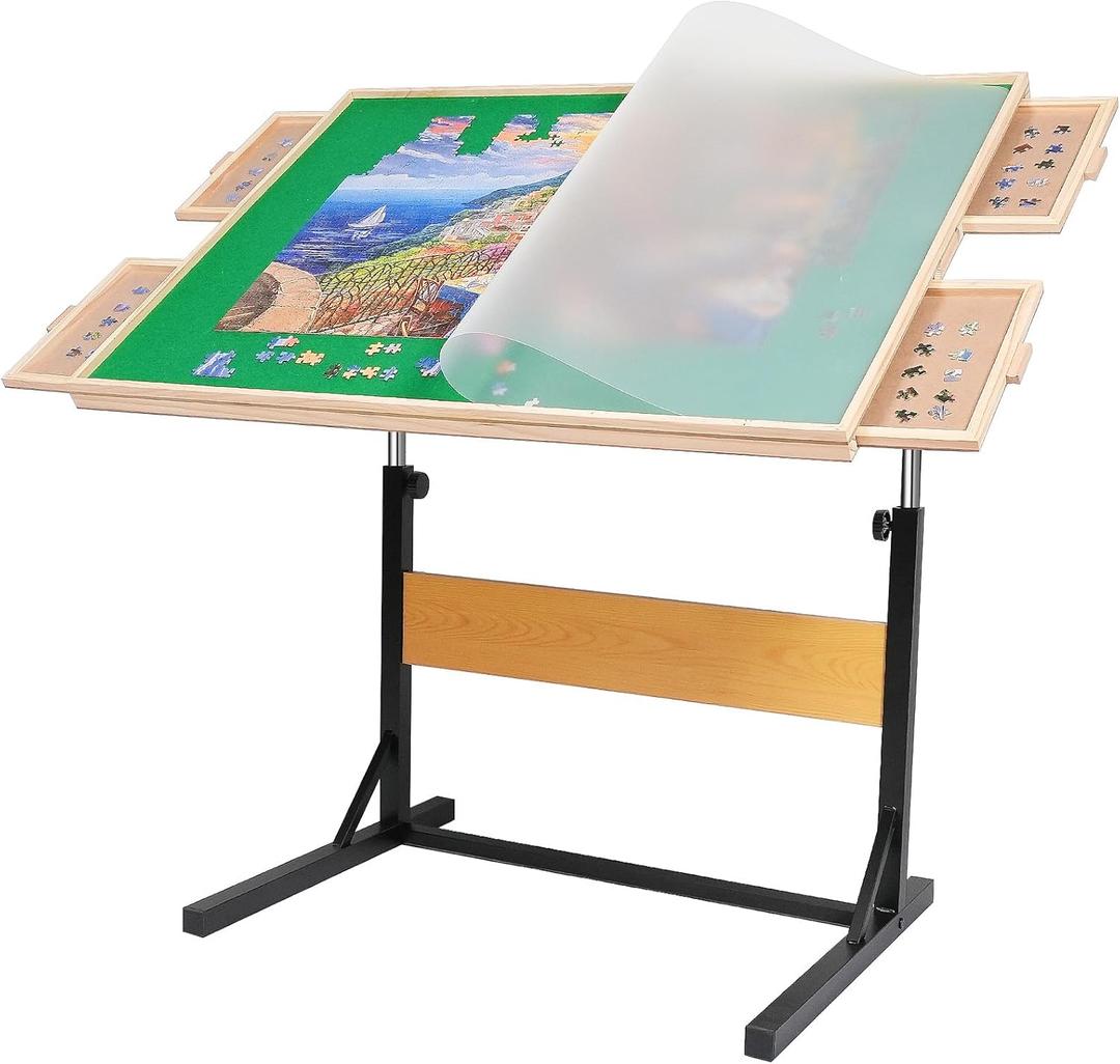 1500pcs Puzzle Table with Legs,34.25" x 25.2"Wooden Jigsaw Puzzle Board with 4 Drawers & Cover,Height Adjustment & Weight optimization 1500pcs Puzzle Table with Legs,34.25" x 25.2"Wooden Jigsaw Puzzle Board with 4 Drawers & Cover,Height Adjustment & Weight optimization