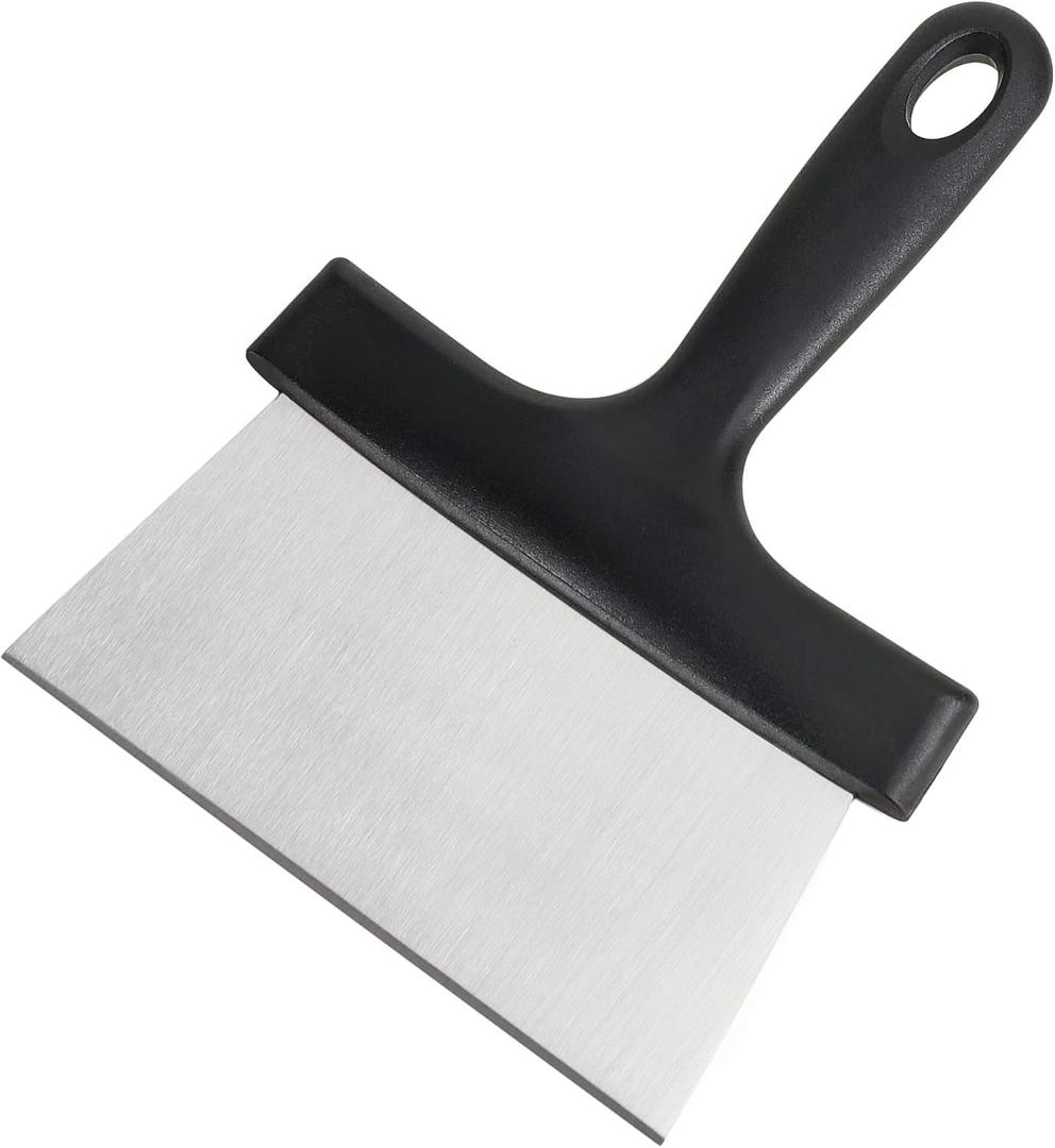 Grill Scraper 6.4 Inch Stainless Steel Griddle Scraper with Plastic Handle Versatile Food Scraper Tool for Flat Top Teppanyaki BBQ Blackstone Griddle Accessories (6.4  9 Inch (1 Packs))