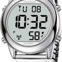 Large Digital Talking Watch English Speaking for The Blind, Elderly or Visually impaired Receives US Signals Automatic Time and Date Correction Big Numbers Easy to See Loud and Clear-Hearkent-2117M (Silver)