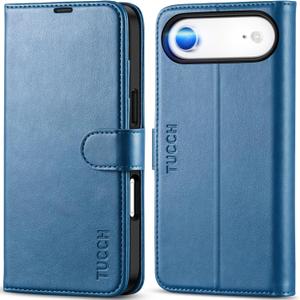 TUCCH Wallet Case for iPhone Air (6.5") 2025, 4 Card Slots, RFID Blocking, Stand, Shockproof TPU Shell, PU Leather, Magnetic Closure, Protective Flip Folio Cover, Light Blue