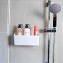 Bath Shelve, Adhesive Shelf Shower Caddy Bathroom Organizer, No Drill Wall Mounted Shower Caddy Basket plasticWhite Storage Rack for Bathroom/Kitchen