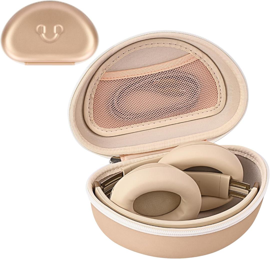 Hard Headphone Case for Beats Solo 4, Studio Pro, Solo 3, Studio 3, Solo 2,Over Ear Headphone Carrying Case with Storage Cable Bag Strap for Travel (Champagne-2)