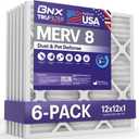 BNX TruFilter 12x12x1 Air Filter MERV 8 (6-Pack) - MADE IN USA  Dust & Pet Defense Pleated Air Conditioner HVAC AC Furnace Filters for Dust, Pet, Mold, Pollen MPR 600  700 & FPR 5