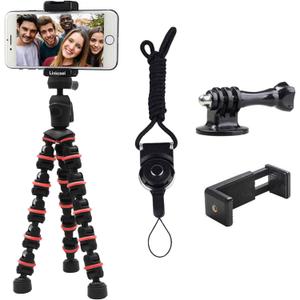 Linkcool Octopus Tripod with Wireless Remote Holder Mount for iPhone, iPad, DSLR, GoPro & Action Cameras, Portable Travel Tabletop Stand (Red)