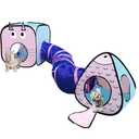 GONPETGP Cat Tunnel for Indoor Cats with Cube Tent Toys Combo, Crinkle Paper Collapsible Interactive Pet Cat Tubes with Play Ball and Bell for Puppy, Kitty, Kitten, Rabbit (3 in 1 Set)