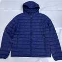 Men's Lightweight Packable Puffer Jacket Hooded High Collar Insulated Water-Resistant Winter Jackets Puffy Coat (Blue, XL)
