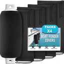 Boat Fender Covers, 4 Pack 10" x 26" Boat Bumper Covers for Center Rope Tube Style Fenders (Boat Fender Not Included)