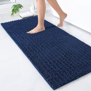 Arotive Luxury Chenille Bathroom Rug Mat, Extra Soft Thick Absorbent Shaggy Bath Rugs, Non-Slip Machine Wash Dry, Plush Bath Mats for Bathroom, Shower and Tub, 60x24, Navy (60" x 24")