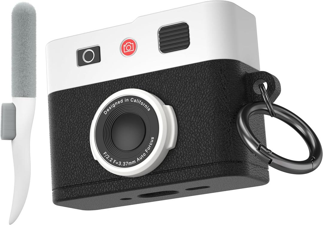 Valkit Compatible with Airpods Pro 3 Case Cute with Cleaner Kit,Camera Design for Air pod Pro 3 Cover with Keychain Shockproof Protective Soft Silicone Case for Airpods Pro 3 Gen for Men Women(Black)