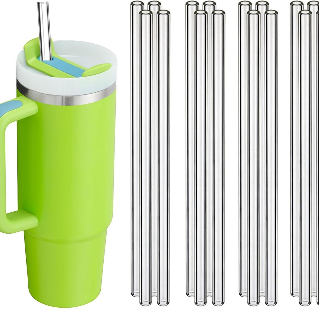 15pc Reusable Glass Straws Shatter Resistant for Smoothies, Cold and Hot Drinks - Extra Long 12 Inch 10mm Wide Drinking Straws Clear - BPA Free Thick Borosilicate (10 mm 12 inch)