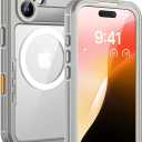 Lanhiem Magnetic for iPhone 16 Case, IP68 Waterproof Dustproof Case, [Compatible with Magsafe] [Built-in Screen Protector] Full Body Heavy Duty Rugged Phone Cover 6.1 inch, Natural