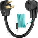 4 Prong to 3 Prong Dryer Plug Adapter with Green Ground Wire, Connects 4-Prong New Dryer Female to 3 Prong Old Dryer Male Receptacle, NEMA 10-30P to 14-30R Dryer Adapter,STW 10AWG 1.5 FT