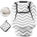 ACRABROS Car Seat Covers for Babies, All-Season Infant Carseat Cover Canopy for Boys and Girls, Stretchy Adjustable Peeping Window with Mesh Cover, Warm Breathable Universal, Grey White Chevron