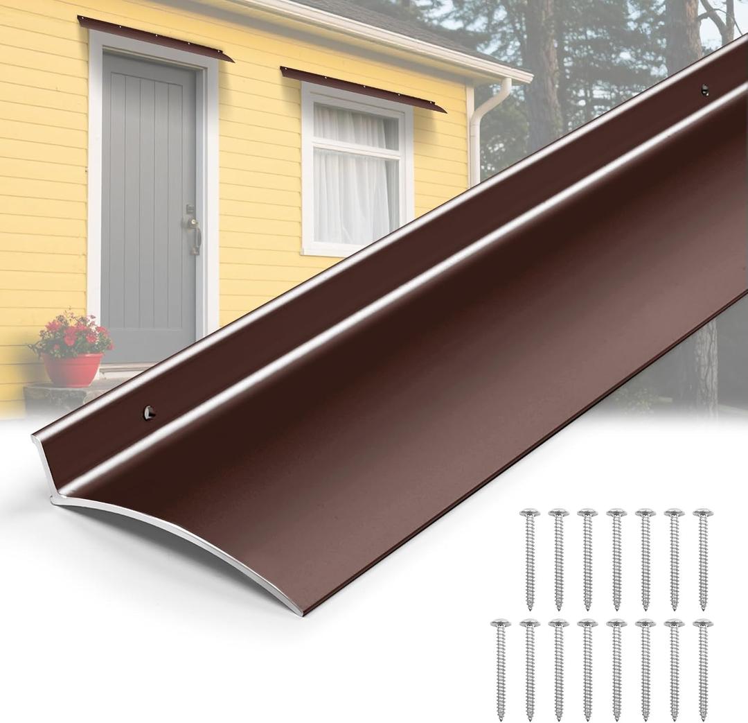 3PCS 51Inch Brown Door Rain Drip Guard for Windows Drip Cap Rain Deflector Anodized Aluminum Easy to Install