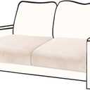 BT.WA Couch Cushion Cover Velvet 2 Pieces Seat Cushion Cover Stretch LoveSeat Couch Covers Separate Sectional Sofa Slipcovers Furniture Protector (2-Seater or Backrest, Beige)