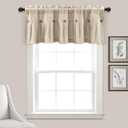 Lush Decor Linen Button Farmhouse Valance, 84" W x 18" L, Dark Linen - Kitchen Curtains Valances - Valances for Windows - Curtain Valance
