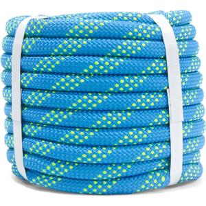 MERIANE Double Braid Polyester Rope 1/2inch 50ft, 5290lbs Breaking Strength, Blue Arborist Rigging Rope for Various Indoor Outdoor Applications Hiking Camping Swing Sailing