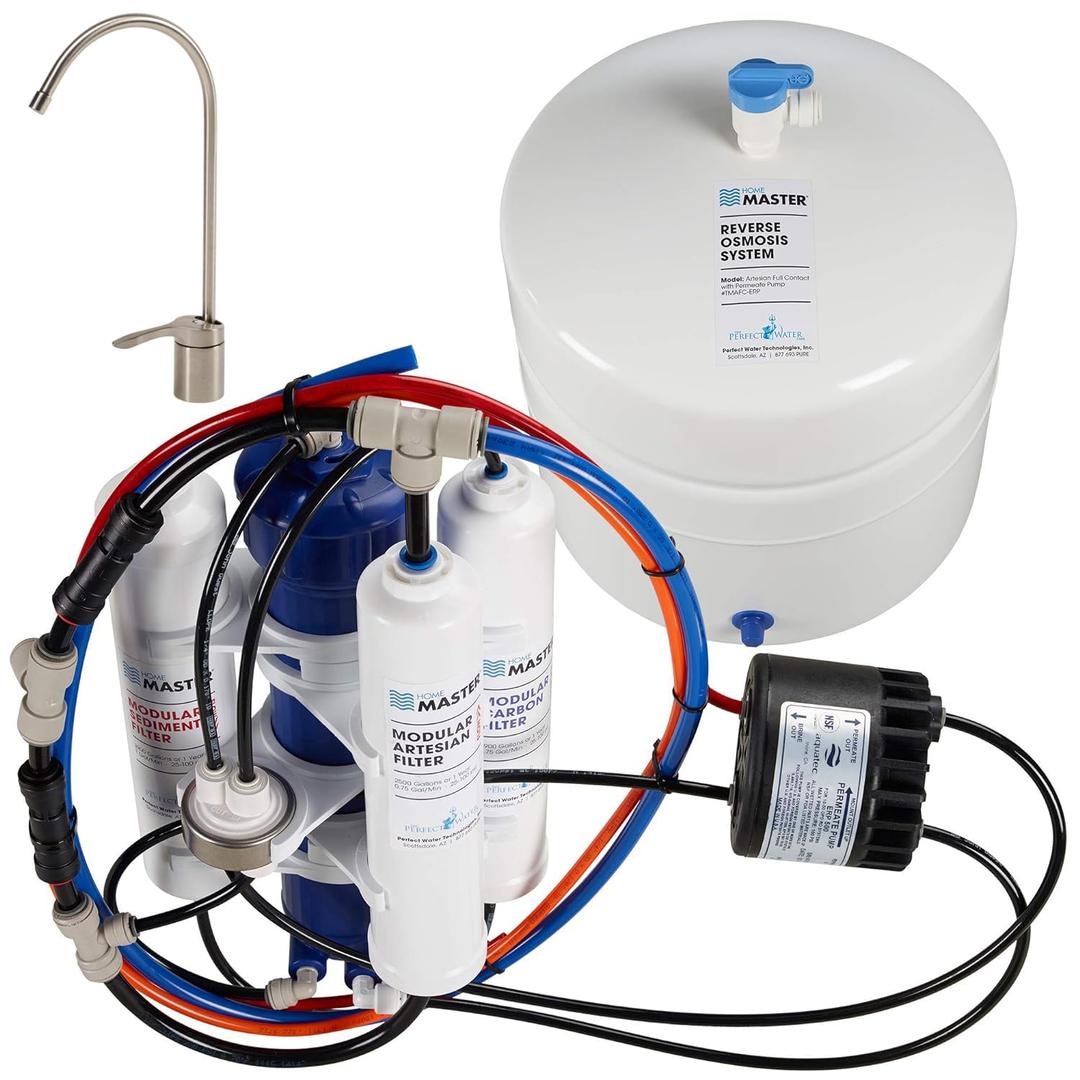 Home Master TMAFC-ERP Artesian Full Contact Reverse Osmosis System, 7-Stages, Patented 2-Pass Alkaline Remineralization, Fast 4.5s Fill Rate, 1:1 Waste Ratio, 8.5 Catalytic Carbon, 5-Yr Limited Parts