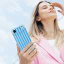 KANGHAR Compatible with iPhone Air Case 2025, Silicone Stripes Cute Pattern, Camera Protection Soft Slim Phone Cover for Girls Women -Blue