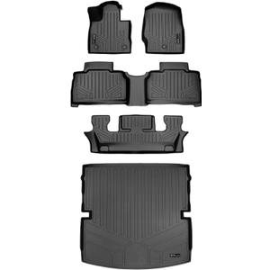 SMARTLINER Floor Mats 3 Rows - Cargo Liner Behind 2nd Row Set Compatible with 2020-2023 Ford Explorer