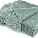RECYCO Throw Blanket Soft Cozy Chenille Throw Blanket with Fringe Tassel for Couch Sofa Chair Bed Living Room Gift (Sage, 60" x 80")