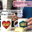 Triple Gifffted Anniversary Mugs for Couples - Pop Art Funny Fart Gag Gifts - 13oz Ceramic Coffee Cups in Gift Box - Idea for Valentine's Day Christmas Wedding - Boyfriend Girlfriend - Husband Wife