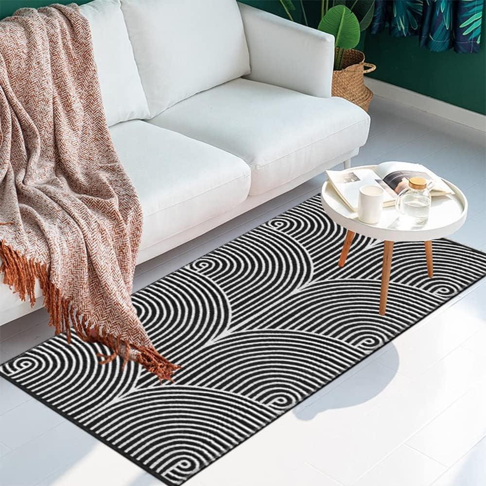 Tiffasea Washable Kitchen Rugs 2'x4.3', Farmhouse Runner Rug Reversible Beige Entryway Rug Cotton Hand-Woven Modern Area Rug Small Bathroom Rug Front Door Rugs for Bedroom Porch Foyer