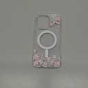 MAYCARI for iPhone 15 Pro Max Case Compatible with MagSafe, Magnetic Cute Cherry Blossom Clear Phone Cover for Girls Women Soft TPU Hard Back Shockproof Protective Case for iPhone 15 Pro Max 6.7"