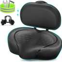 Noseless Bike Seat Cushion for Men & Women - Extra Padding & Comfort Wide Bicycle Seat, Oversized Comfortable Saddle for Peloton Bikes, Exercise Bikes, Electric Bikes, Cruiser Bikes (Backrest Black)