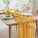Asee'm 6pcs Cheesecloth Table Runner 120 Inches Long Gold Boho Gauze Cheese Cloth Runner 10FT Rustic Sheer Table Runners for Christmas Wedding Party Baby Shower Spring Easter Decoration