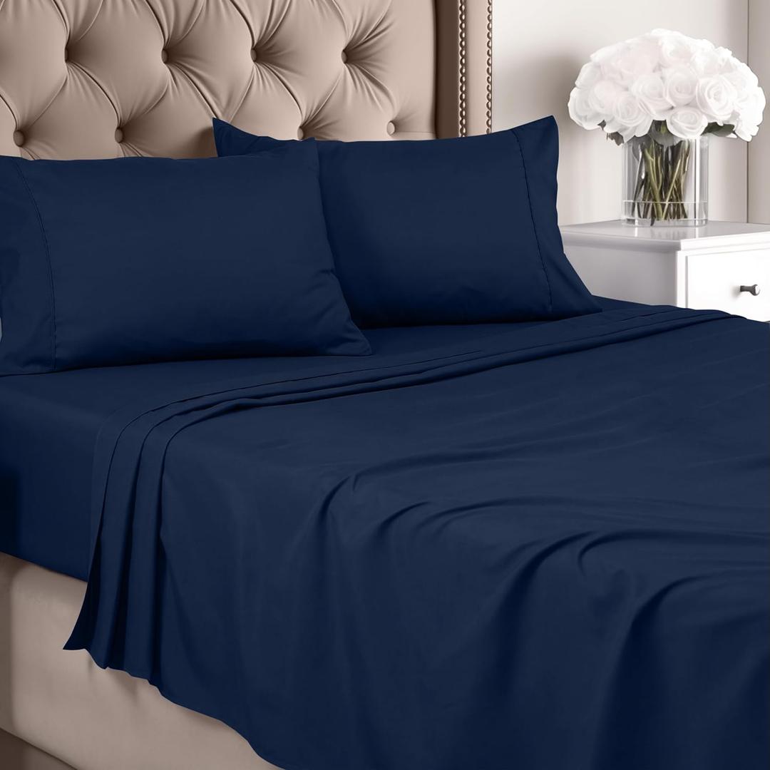 Utopia Bedding Queen Fitted Sheet - Bottom Sheet - Deep Pocket - Soft Microfiber - Shrinkage and Fade Resistant - Easy Care -1 Fitted Sheet Only (Navy)