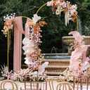 Wokceer Wedding Arch Backdrop Stand and Cover Set of 2 Metal Arch Stand with Arch Cover Beige 7.2FT, 6FT for Birthday Party Wedding Ceremony Bridal Baby Shower Event Decor