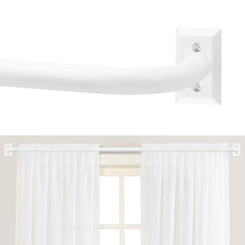 TANGWIN White Wrap Around Curtain Rods 72 to 144 Inch:Blackout Heavy Duty Adjustable Window Curtain Rod for Bedroom Kitchen,Modern Decorative Curved French Metal Single Drapery Rods Easy Install,White